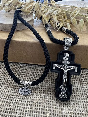 Крест нательный с образом Святого на гайтане объявление продам
