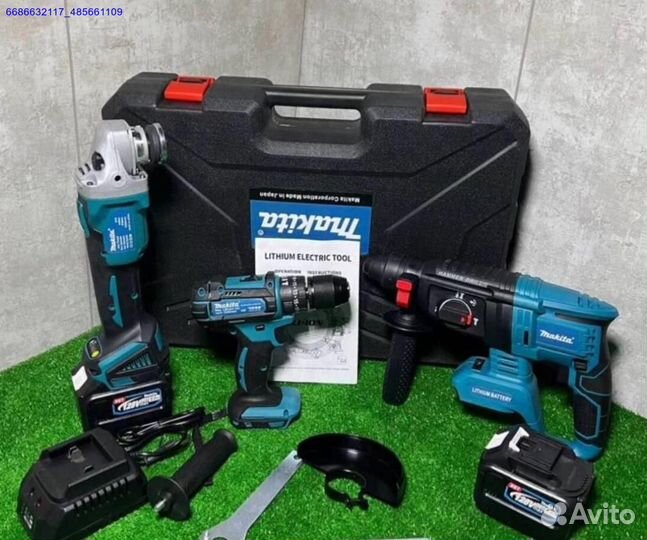 Набор Makita 3в1 ушм, Перфоратор и шуруповерт