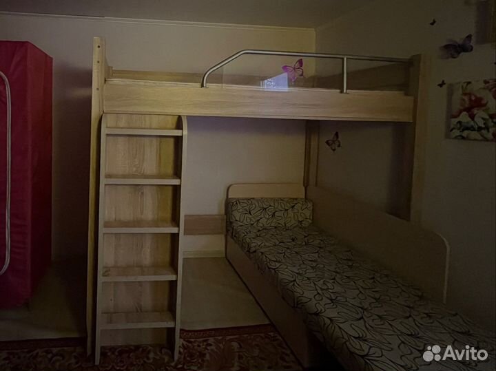 Кровать двухъярусная детская со шкафом