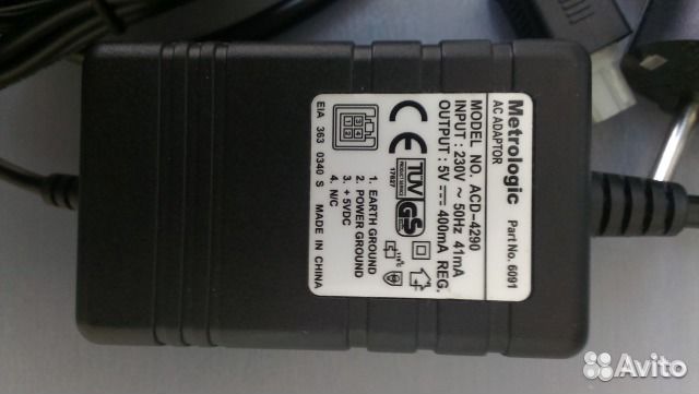 Блок питания адаптер сканера Metrologic 5v, 400mA