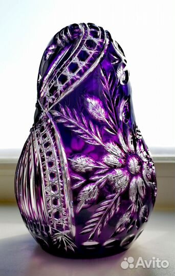 Винтажная ваза Матрешка. Двухцветный хрусталь