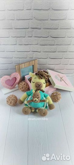 Кукла ручной работы Лама с детёнышем