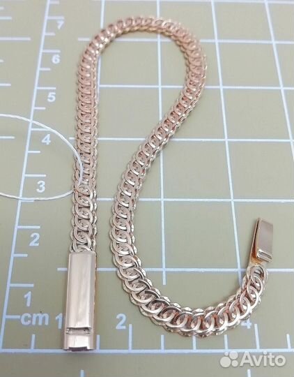 Золотой браслет Ажурный, полновесный, замок коробочка, длина 19 см, вес 4,45г