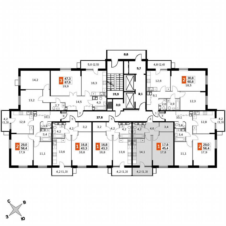 1-к. квартира, 44,1 м², 17/22 эт.