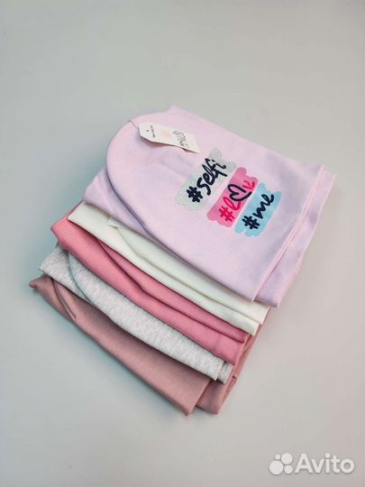 Шапка+снуд трикотажные для девочек 3-5 лет