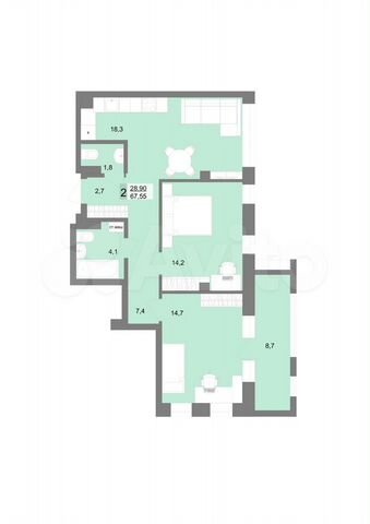 2-к. квартира, 65,2 м², 10/31 эт.