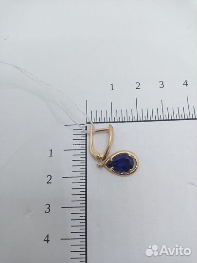 Золотые серьги с фианитом (13803)