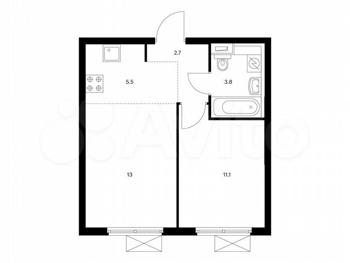 2-к. квартира, 36,1 м², 7/25 эт.