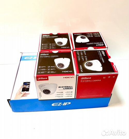 Комплект видеонаблюдения 4 камеры Dahua купольные