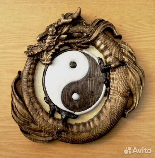 Драконы Инь Янь и др Резные Картины Панно Дерево