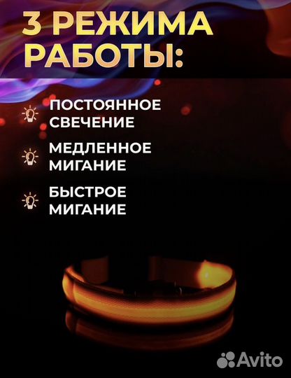 Ошейник светящийся для собак новый
