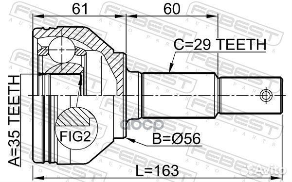 0210-J1020 ШРУС наружный к-кт 35x56x29 Nissan