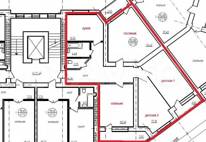 4-к. квартира, 125 м², 4/6 эт.