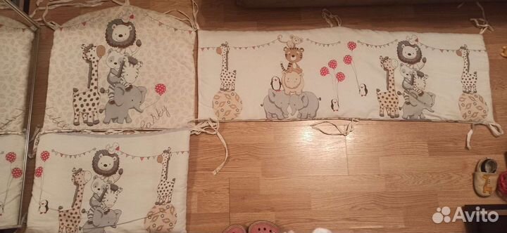 Бортики в детскую кроватку бу с одеялом и подушкой