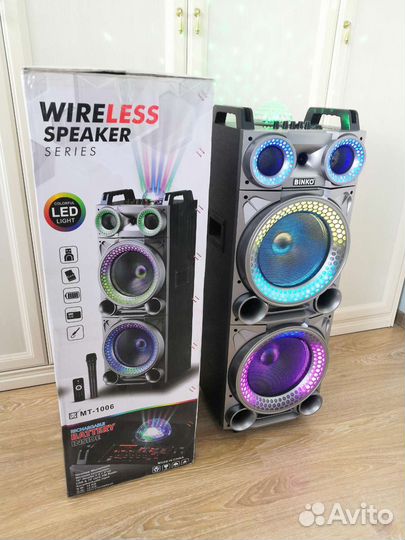 Блютуз колонка с дискошаром огромная мдф новая