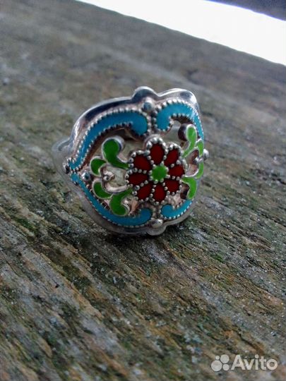 Серебряное кольцо ссср,эмаль