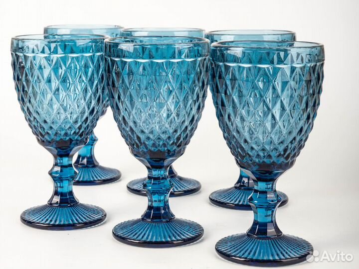 Бокалы цветные для вина набор 6 шт