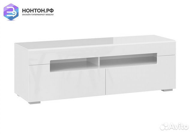 Тумба под тв Фьюжн белый глянец / белый