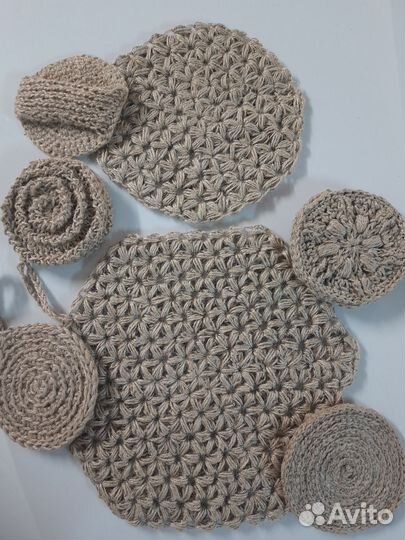 Щетки массажные натуральные, мочалки из джута