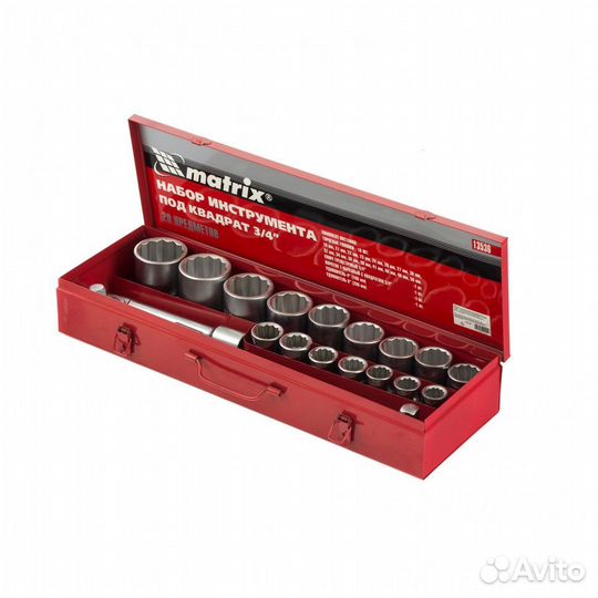 Набор торцевых головок, квадрат 3/4, 12 гранные го