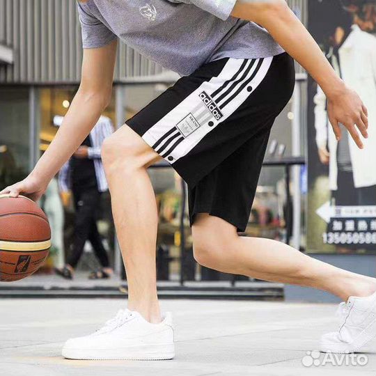 Шорты Adidas с кнопками черные