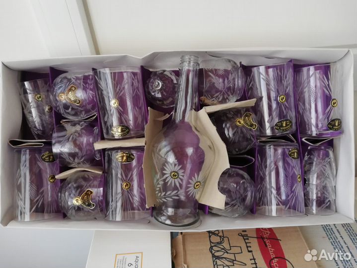 Набор из 12 стаканов, 6 рюмок и графина