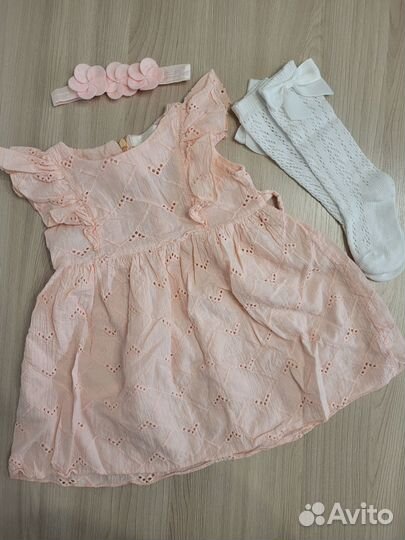 Платье для девочки 86 с повязкой и гольфами