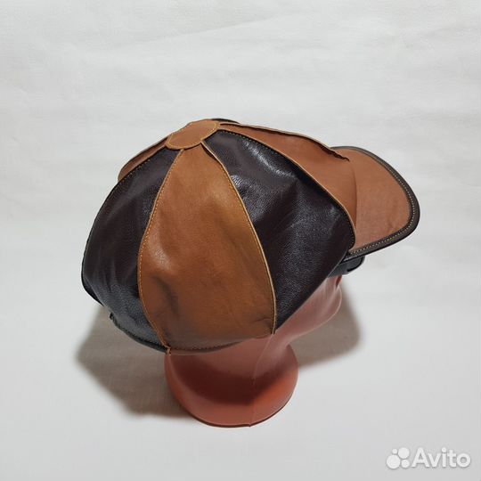 Кепка восьмиклинка из натуральной кожи