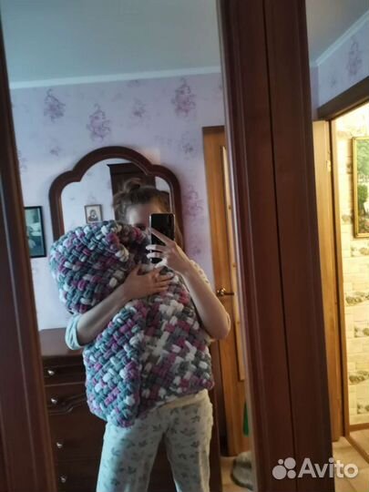 Плюшевый плед ручной работы