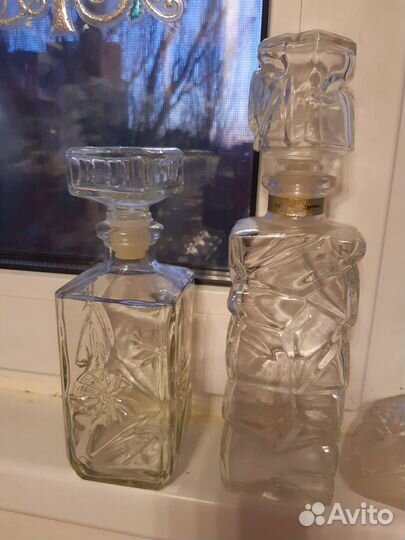 Флаконы хрустальные, винтаж для одеколона