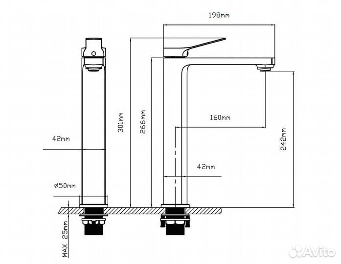 Смеситель накладной раковины золото Arco VBF-4AR0