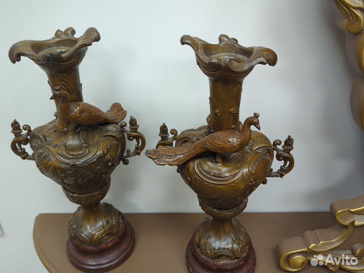 Вазы. Регюль. Парные. С павлином