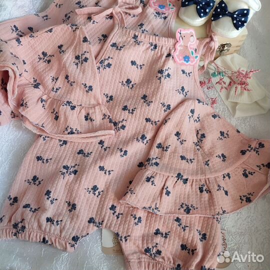 Летний комплект для девочек песочник 74 80
