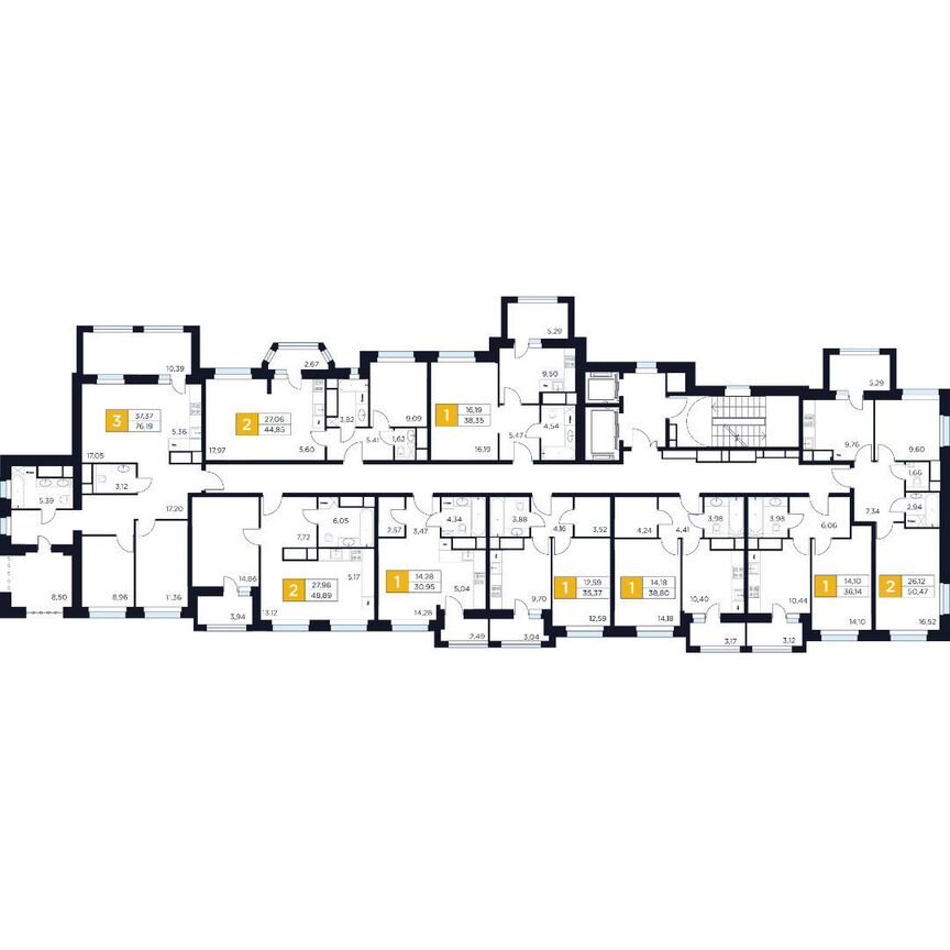 3-к. квартира, 76,2 м², 13/15 эт.