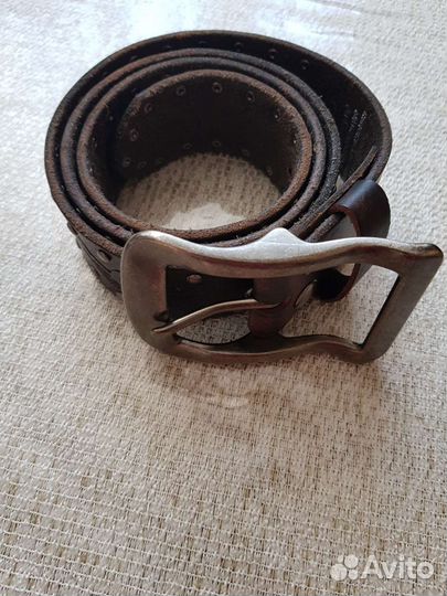 Кожаный тёмно-коричневый ковбойский ремень