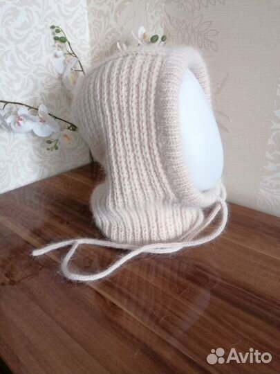 Капор капюшон вязаный из пуха норки (ангоры)