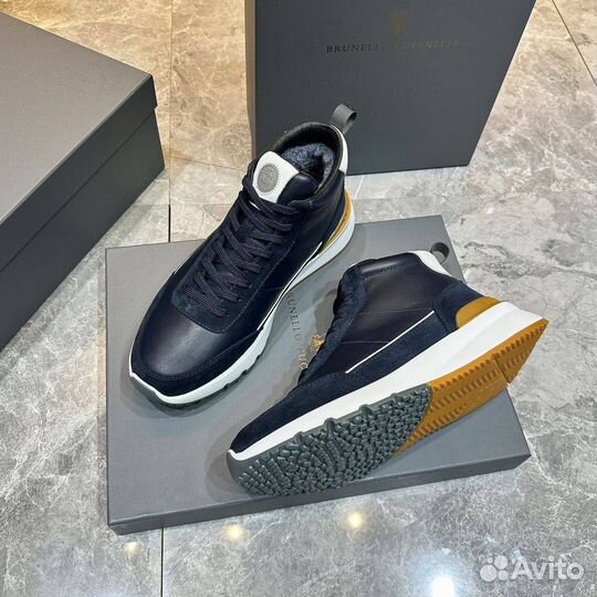 Мужские кроссовки Brunello Cucinelli кожа мех
