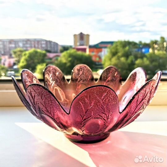 Стеклянная ваза под фрукты с рисунком