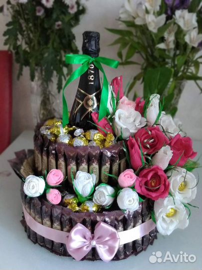 Сладкий букет из конфет на свадьбу