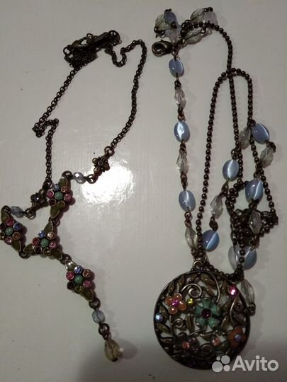 Винтаж:колье,кулон с цепью,70- е,цена за все