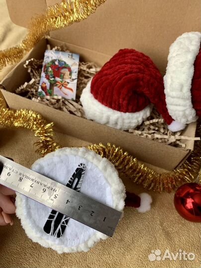 Новогодний колпак на заколке-клик-клак