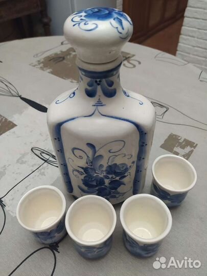 Графин штоф со стопками Гжель