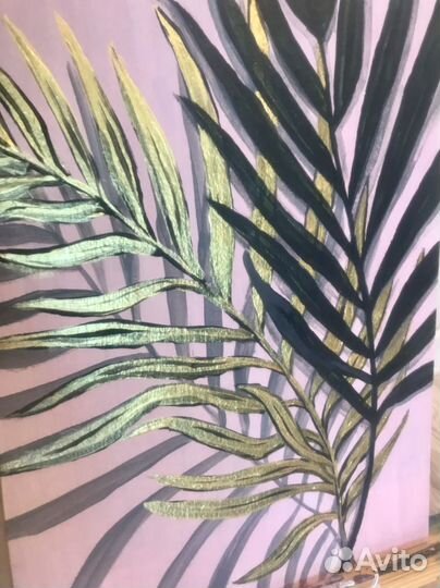 Картина с золотом акрилом на холсте