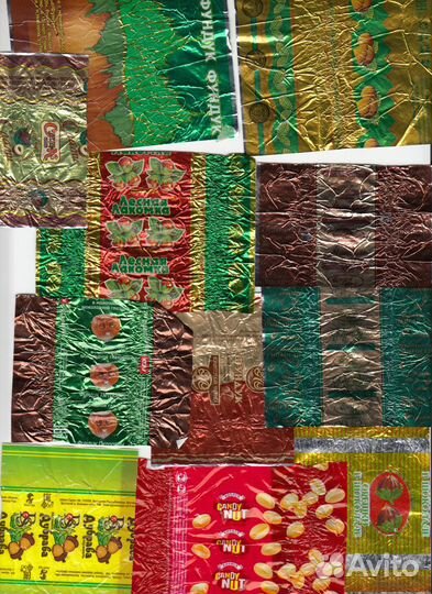 Фантики от конфет ягоды,фрукты,орехи и др