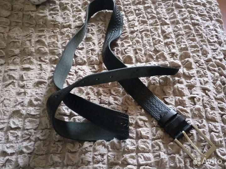 Мужской кожаный ремень черный новый