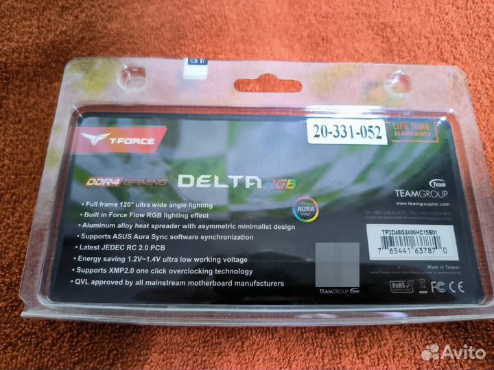 Оперативная память ddr4 T-Force Delta 8gb RGB