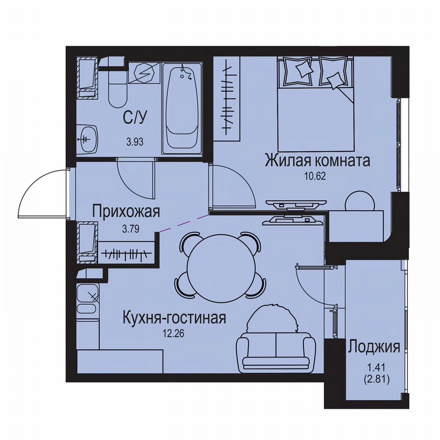 1-к. квартира, 32 м², 6/9 эт.