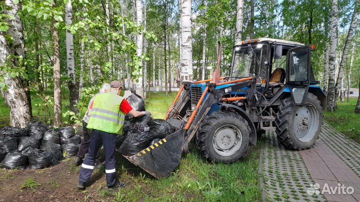 Услуги мтз со щеткой, погрузка, дробилка