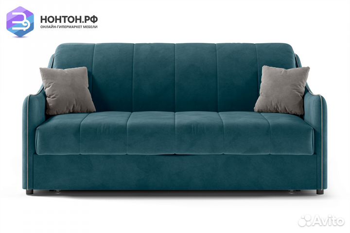 Диван аккордеон Эско синий / серо-бежевый