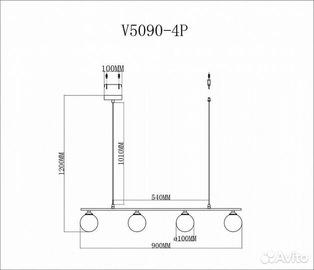 Светильник на штанге Moderli Lingdal V5090-4P